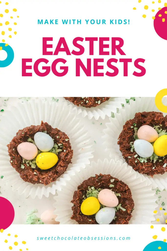 A super cute Easter nest recipe treat to make with kids. With only 5 ingredients, this dessert is simple and fun!